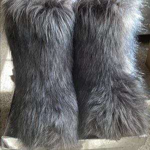 Gray Faux Fur Boots